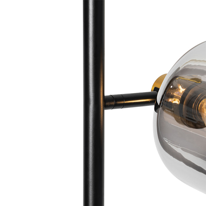 QAZQA Vloerlamp zwart met goud met smoke glas 3-lichts - Zuzanna