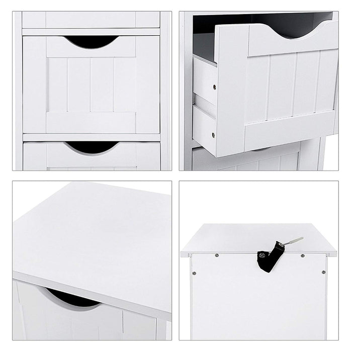 Ladekast - badkamer - 4 vakken - 30x82x30 cm - wit