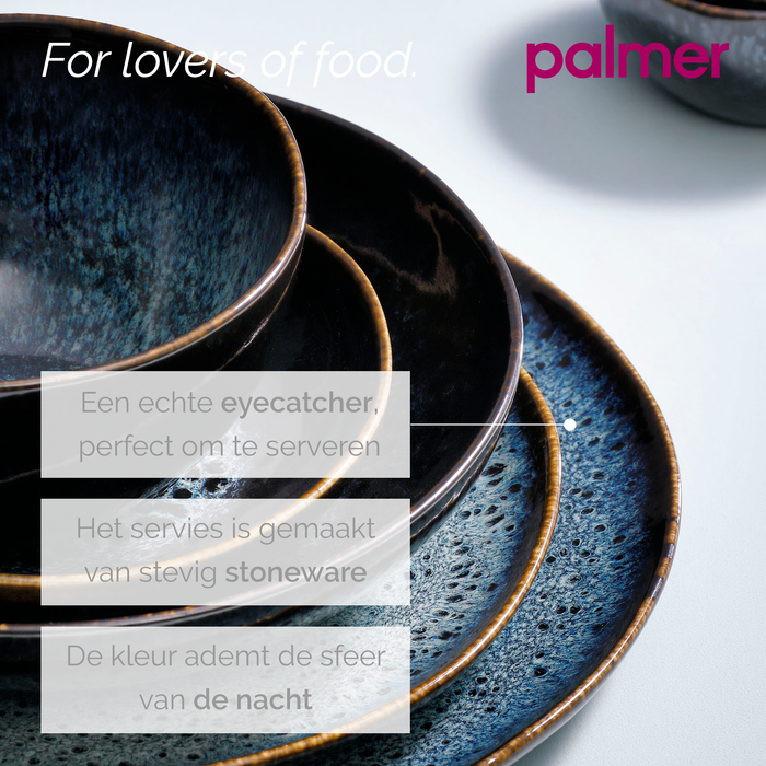Palmer Serviesset Eccentric Stoneware 6-persoons 24-delig Blauw