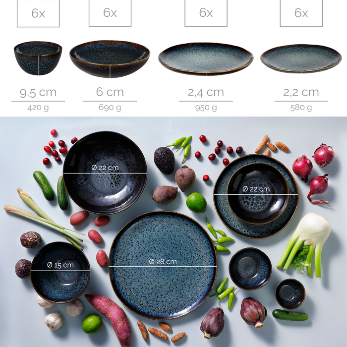 Palmer Serviesset Eccentric Stoneware 6-persoons 24-delig Blauw