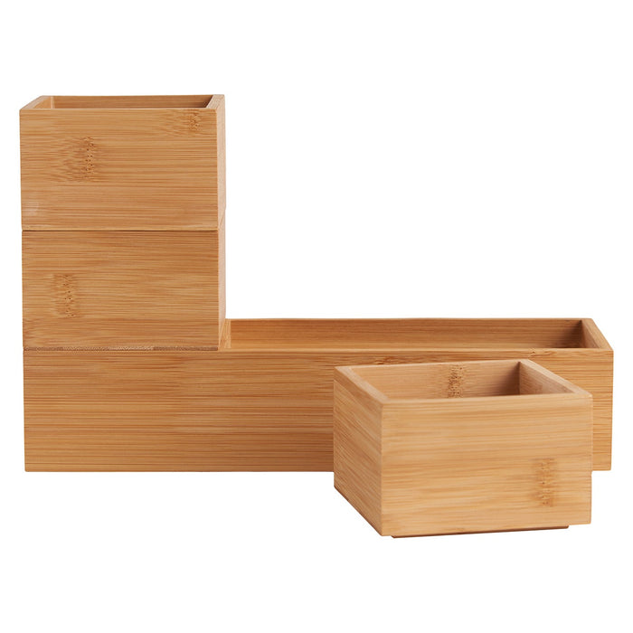 Lisomme Lars houten bakjes bamboe - set van 4