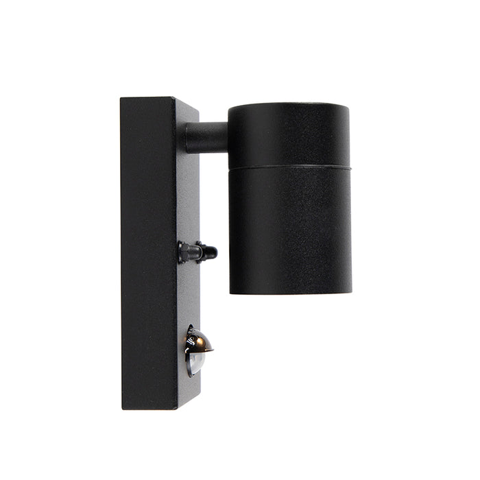 QAZQA Buitenwandlamp zwart met bewegingssensor IP44 - Solo