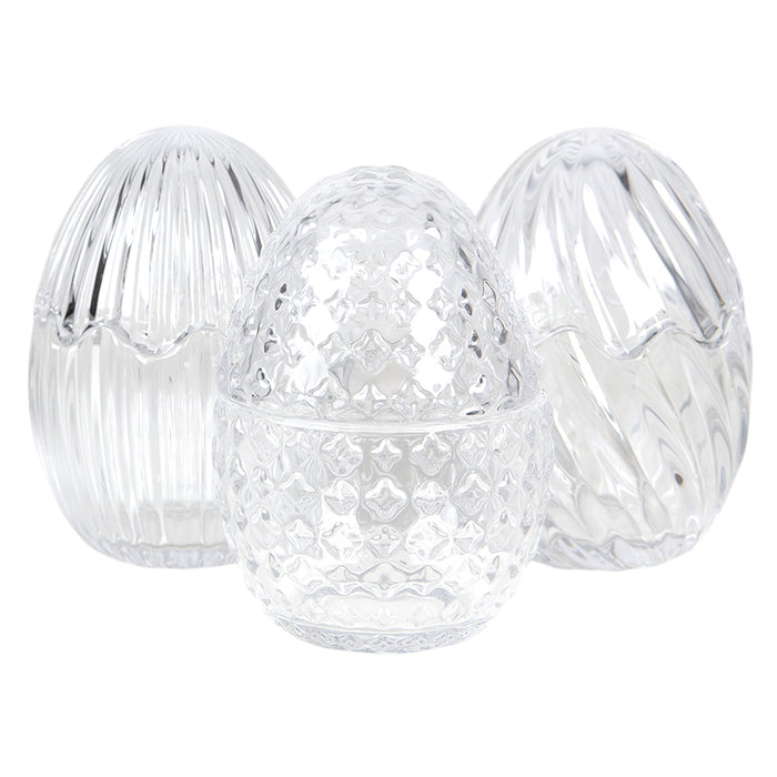 Clayre & Eef Glazen potje Ei Ø 9x12 cm Glas