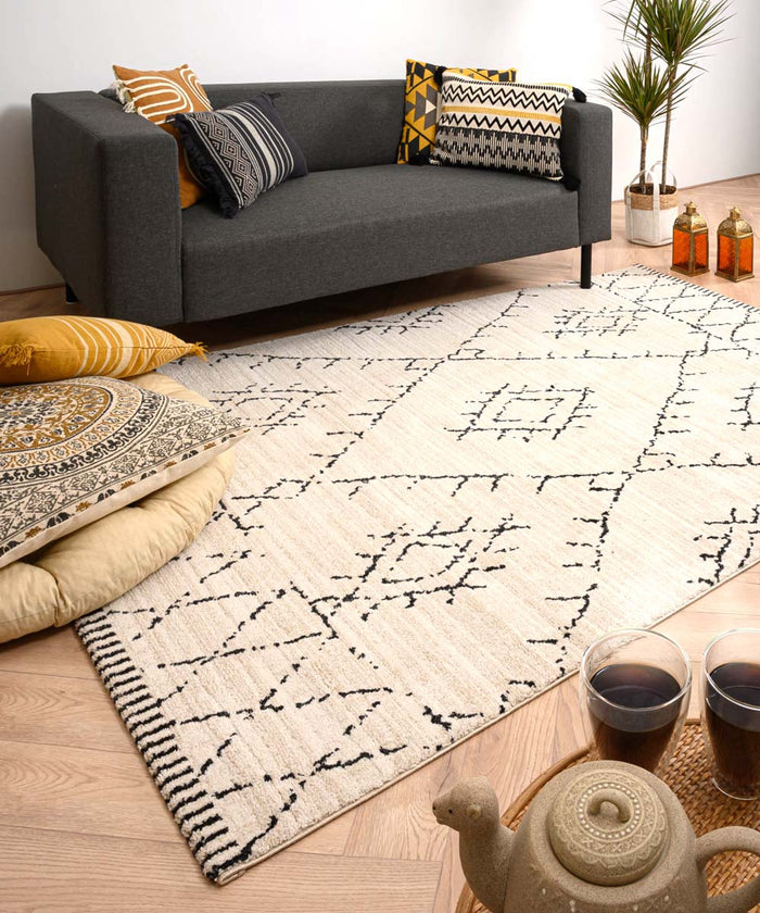 Boho&me Berber vloerkleed Beni Ouarain Sufian - crème|zwart - 240x340