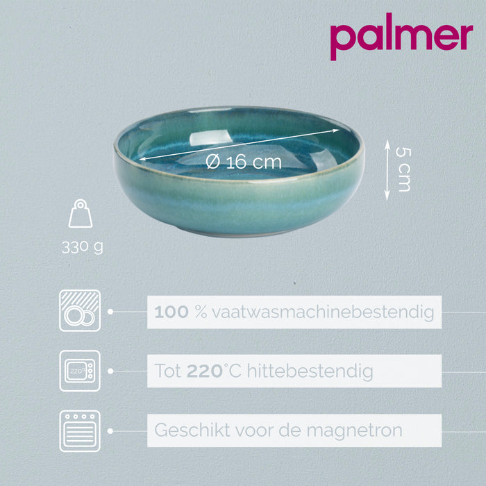 Palmer Schaal Miami 16 cm 51 cl Groen Stoneware 2 stuks