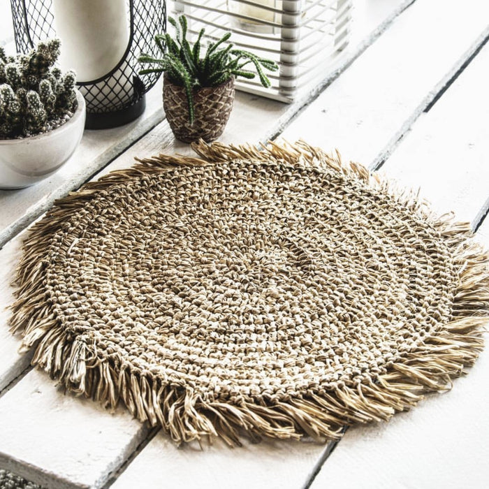 The Fringe Raffia Placemat Round - Natural