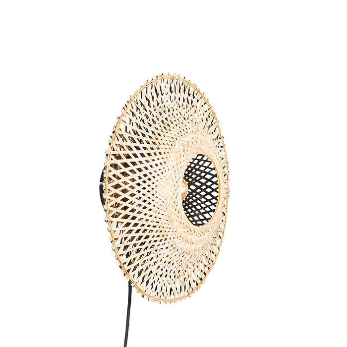 QAZQA Oosterse wandlamp bamboe 35 cm met stekker - Rina