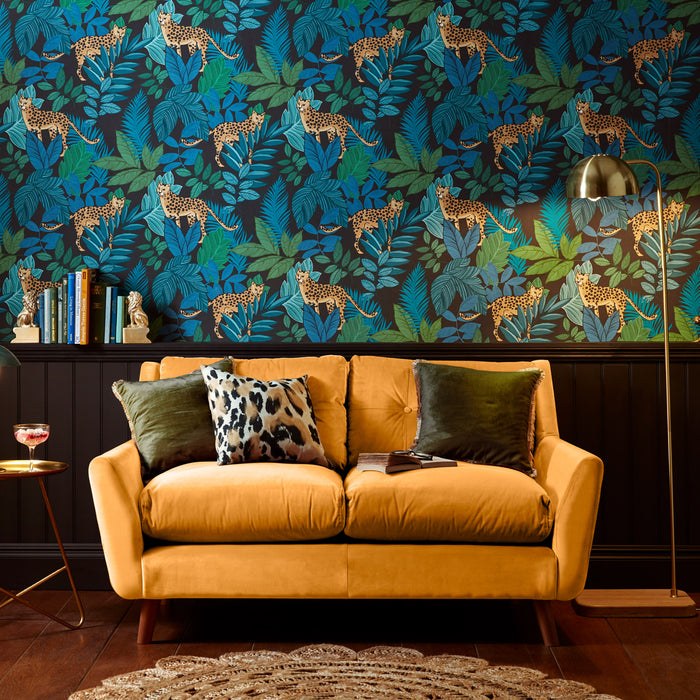 Envy vliesbehang Cheetin Night zwart|groen 10mx52 cm