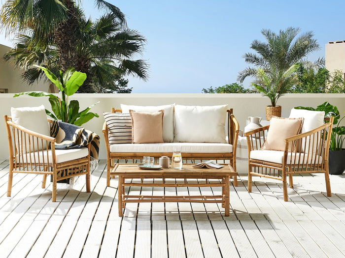 Beliani - MAGGIORE - Loungeset voor 4 - Lichte houtkleur - Bamboehout