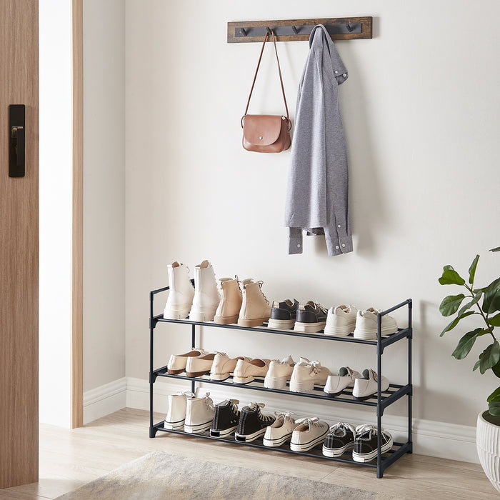 Schoenenrek - stapelbaar - 92x54x30 cm - zwart