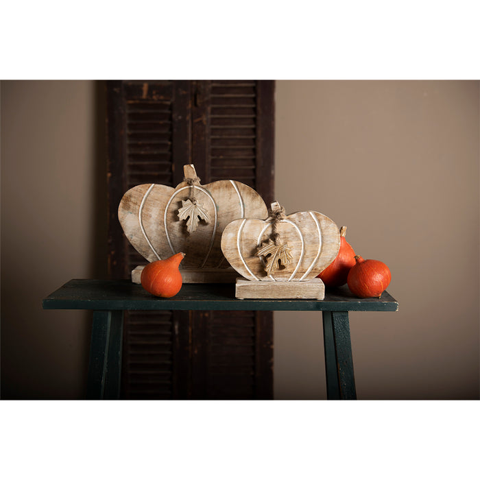 Clayre & Eef Decoratie Pompoen 29x6x22 cm Bruin Wit Hout