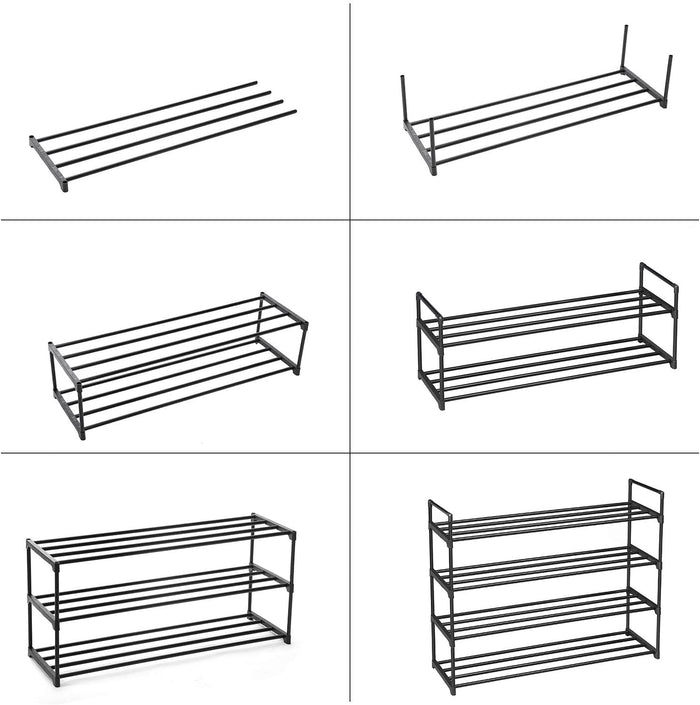 Schoenenrek - 4 niveaus - metaal - 92x73x30 cm - zwart