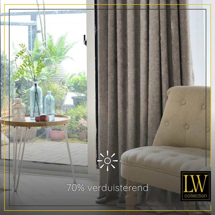 LW Collection Kant en klaar gordijnen taupe 140x270cm