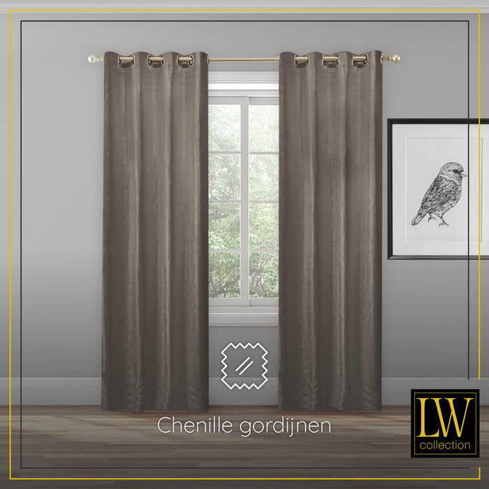 LW Collection Kant en klaar gordijnen taupe 140x270cm