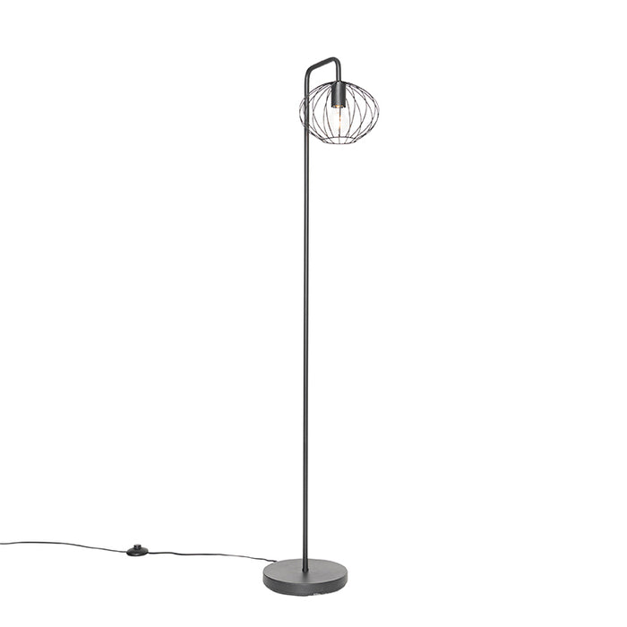 QAZQA Industriële vloerlamp zwart 23 cm - Margarita
