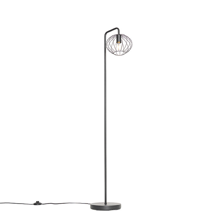 QAZQA Industriële vloerlamp zwart 23 cm - Margarita