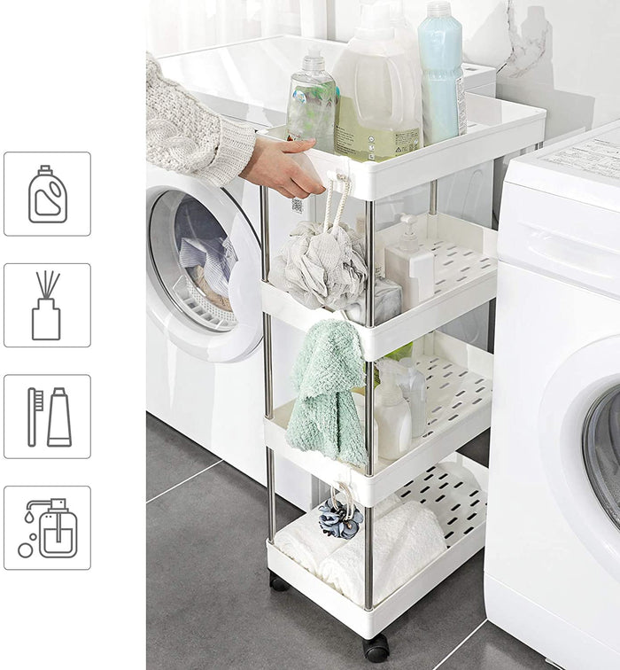 Opbergtrolley - 4 niveaus - 40x86x22 cm - wit