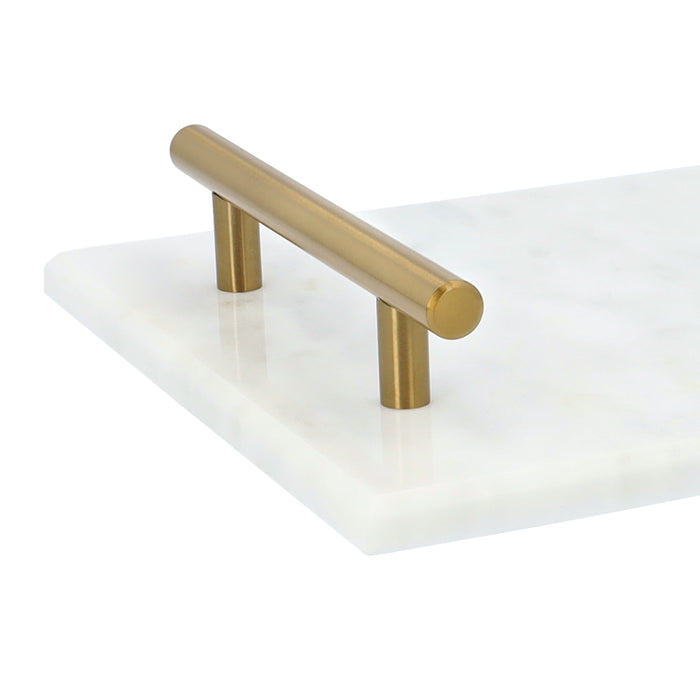 QUVIO Dienblad met gouden hendels - Marmer - Wit