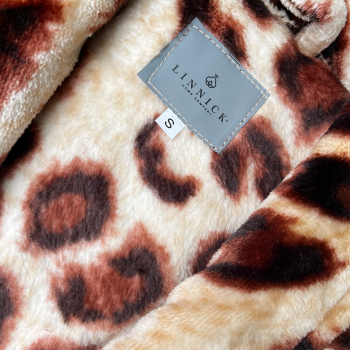 LINNICK Flanel Fleece Badjas Leopard - bruin
