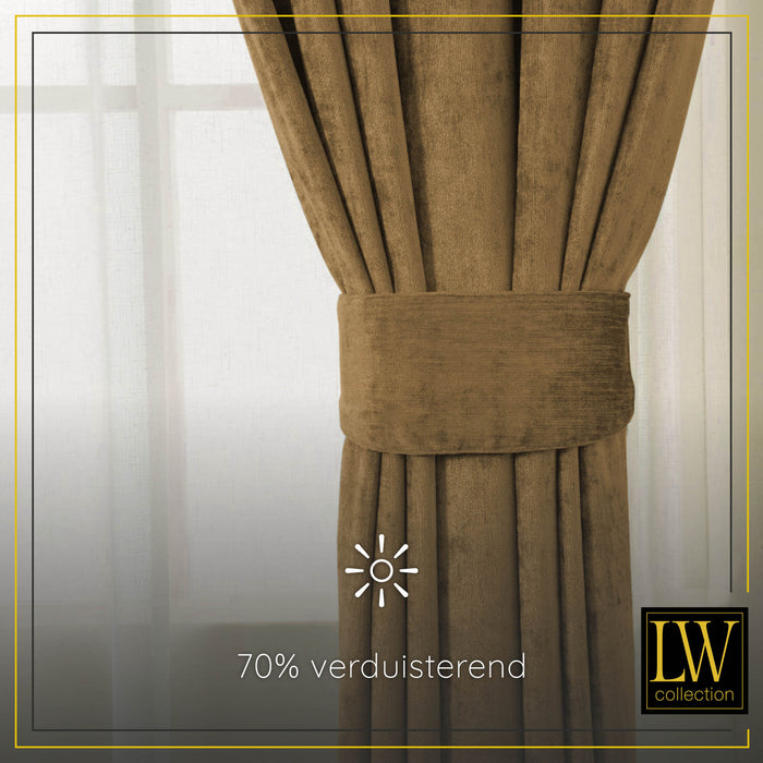 LW Collection Kant en klaar gordijnen bruin 140x240cm