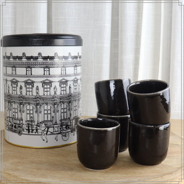 OTIX Espresso Kopjes Set van 6 100 ml Zonder Oor Zwart Aardewerk DUSK