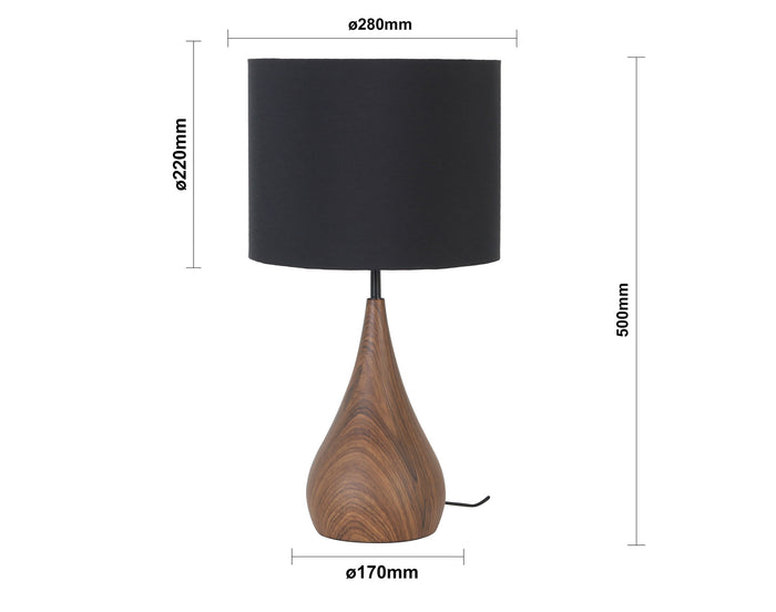 Light & Living Tafellamp Svante - Zwart|Hout - Ø28cm