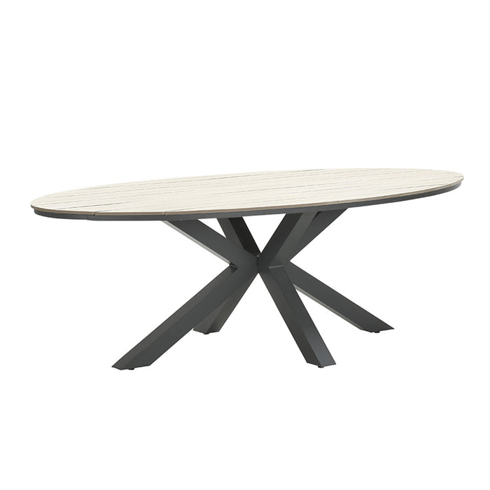 Edison tafel - ovaal - 220x115 cm - carbon black -light teak Vironwood