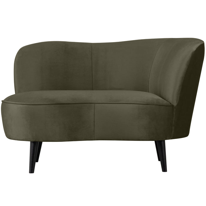 WOOOD Sara Loungefauteuil Rechts - Velvet - Warm groen - 71x112x81