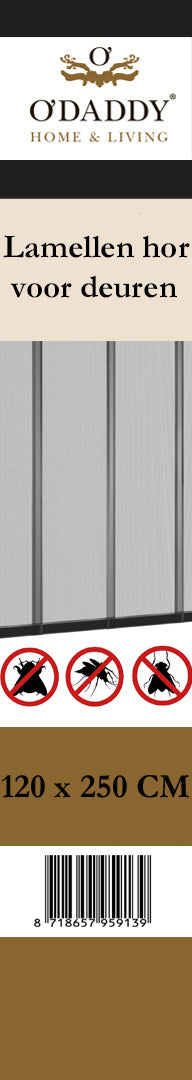 O'DADDY® Deurgordijn – vliegengordijn - lamellenhor - 120x250 – zwart