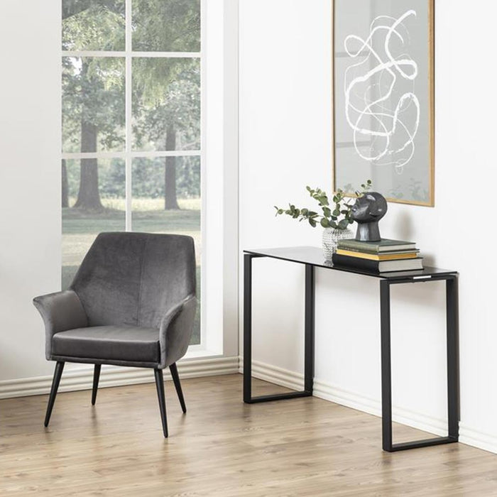 Lisomme Rolf glazen sidetable - met zwart onderstel - 110 x 76 cm