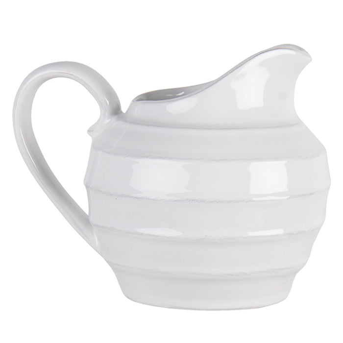 Clayre & Eef Melk en Suiker Set Wit Dolomiet Rond Melkkannetje