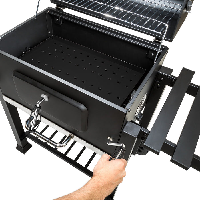 tectake® Houtskoolbarbecue in hoogte verstelbaar - Zwart