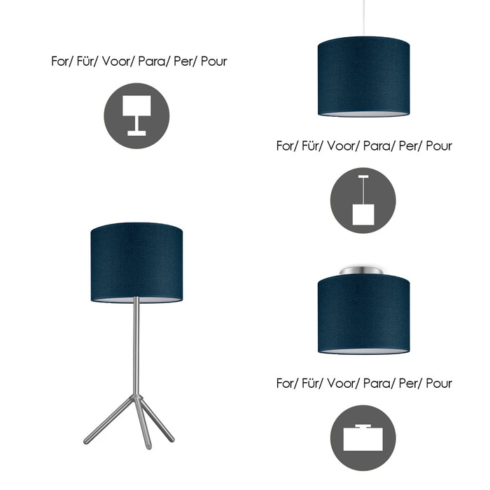 Home Sweet Home Lampenkap Canvas donkerblauw - B:25xD:25xH:19cm