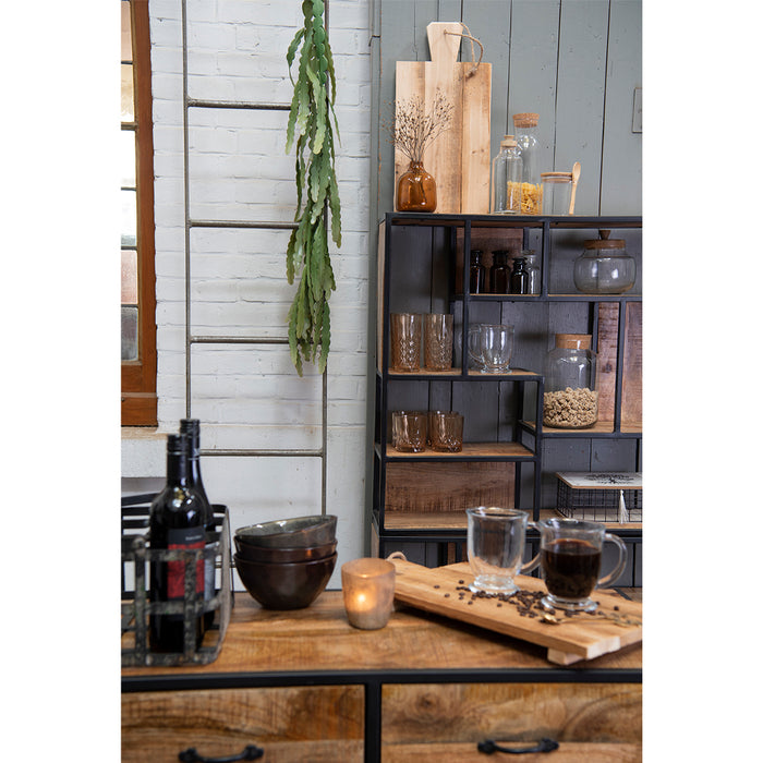 Clayre & Eef Voorraadpot Ø 15x26 cm Glas Hout Voorraadbus