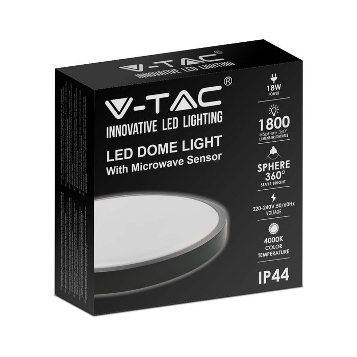 V-Tac VT-8618S LED Plafondlamp met bewegingssensor - 18W - Zwart -