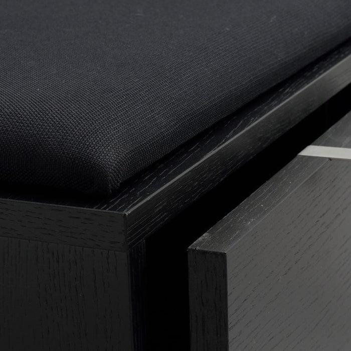 Rowico Home Confetti houten bank zwart met zwart zitkussen - 106 x 45