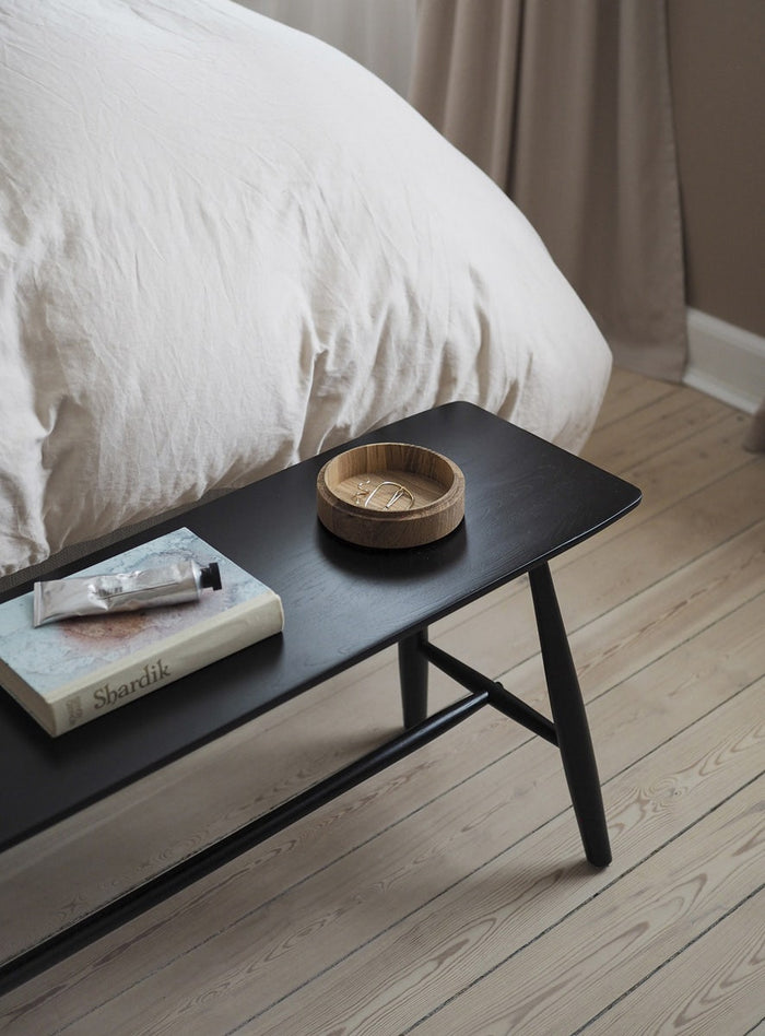 Villa Collection Bast houten bankje zwart - 90 x 45 cm