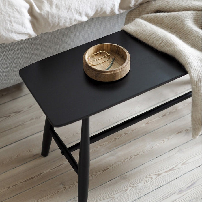 Villa Collection Bast houten bankje zwart - 90 x 45 cm