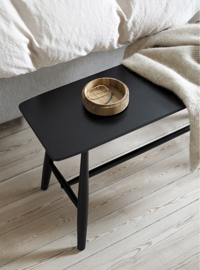 Villa Collection Bast houten bankje zwart - 90 x 45 cm