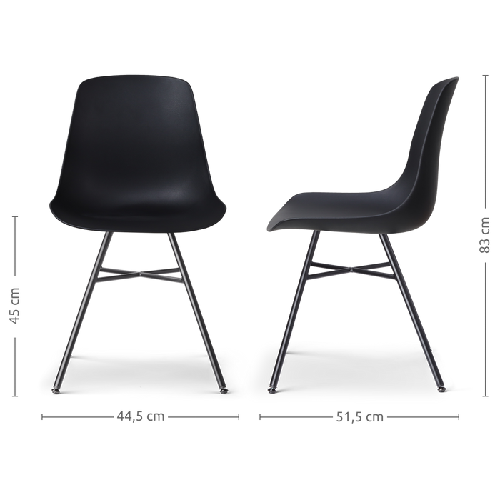 Nolon Noa-Pip Eetkamerstoel Zwart - Kunststof - Zwart Onderstel