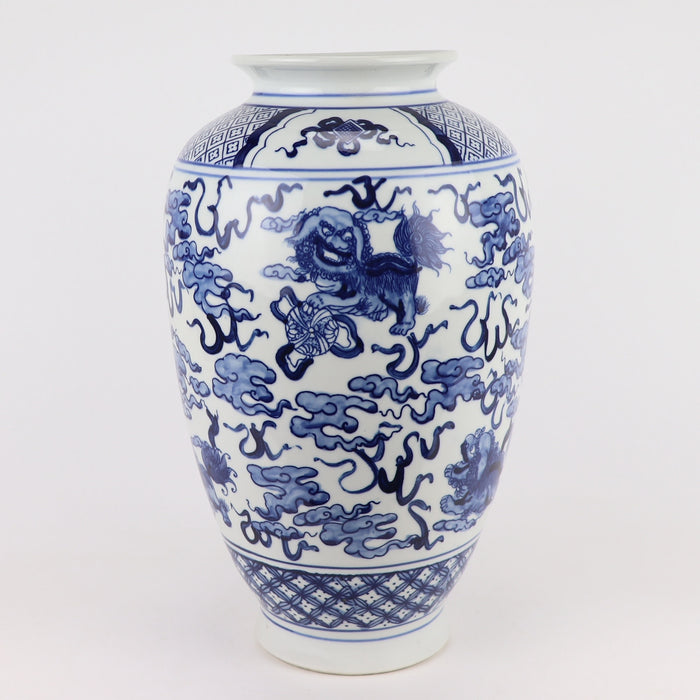 Fine Asianliving Chinese Vaas Blauw Wit Porselein