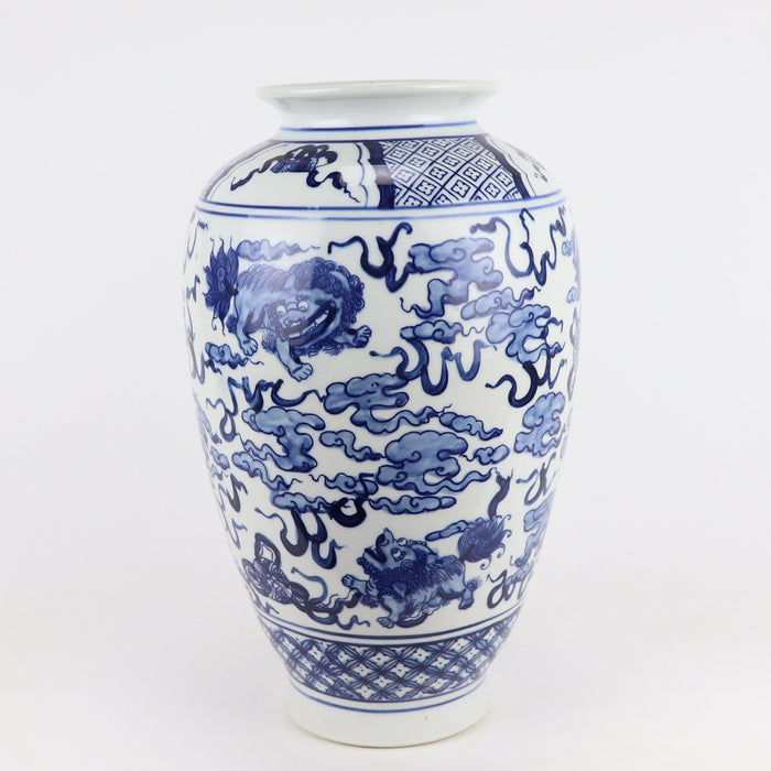 Fine Asianliving Chinese Vaas Blauw Wit Porselein