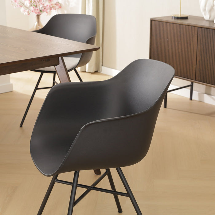 Nolon Noa-Puk Eetkamerstoel Zwart - met Armleuning - Zwart Onderstel