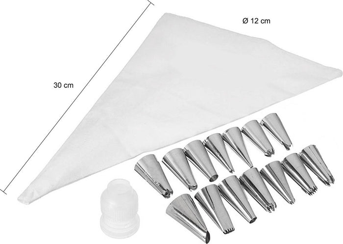 Krumble Slagroom spuitzak met 14 verschillende spuitmondjes