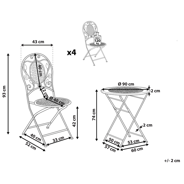 Beliani - BIVIO - Tuinset voor 4 - Wit - IJzer