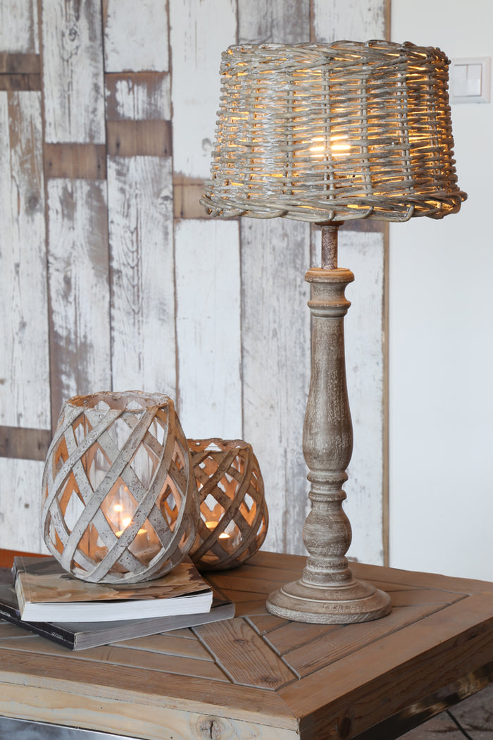 D - Light & Living - Lampenkap ROTAN - 30x25x19 - Grijs