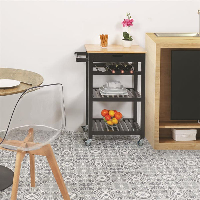 Keukentrolley met 1 lade op wielen - Zwart - 40x61x85 cm