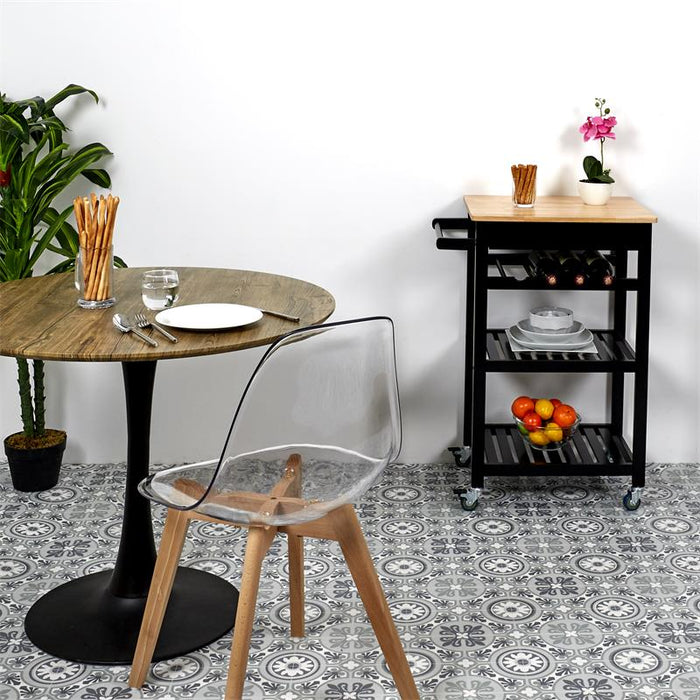 Keukentrolley met 1 lade op wielen - Zwart - 40x61x85 cm