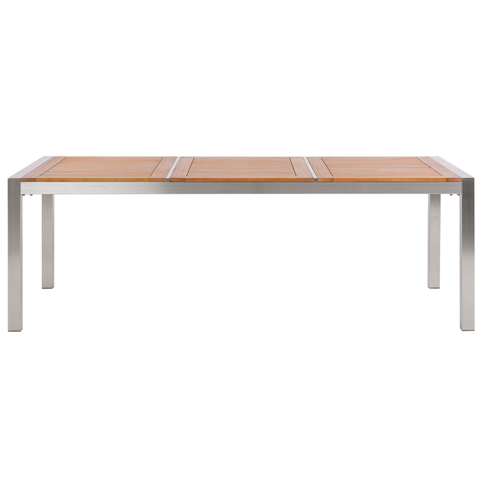 Beliani-GROSSETO -Tuintafel-Lichte houtkleur-100 x 220 cm-RVS
