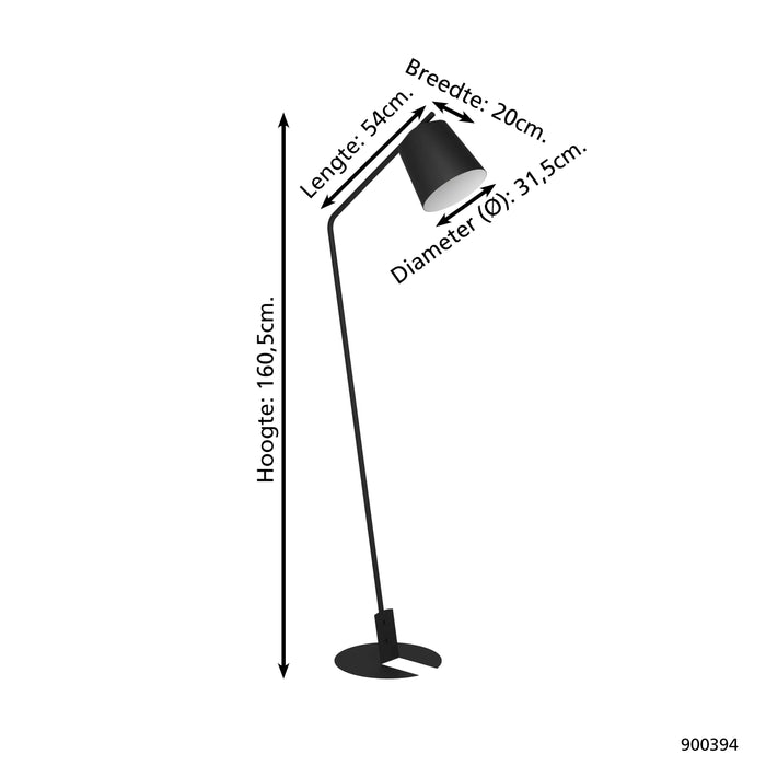 EGLO Oneda Vloerlamp - E27 - 160,5 cm - Zwart, Wit